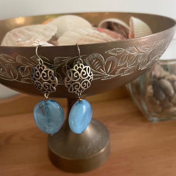 Dana Buchman Blue Wave Beaded Dangle Earrings - Picture 2 of 8